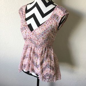 Microfloral Mesh Blouse